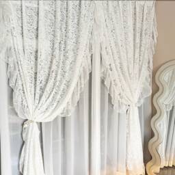 Shabby Chic Lace Sheer Curtain Romantic Ruffled Bedroom Decor - thumbnail 4