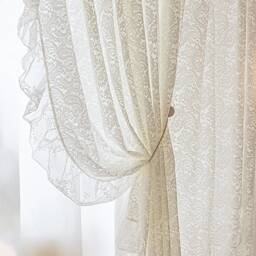 Shabby Chic Lace Sheer Curtain Romantic Ruffled Bedroom Decor