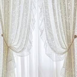 Shabby Chic Lace Sheer Curtain Romantic Ruffled Bedroom Decor - thumbnail 2