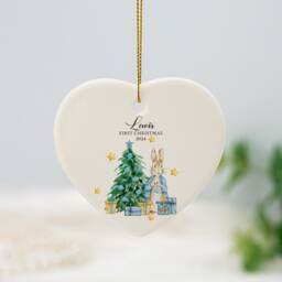 Baby's First Christmas Bauble, Personalised Baby 1st Ornament With Cute Rabbit, New Tree Decor, Gift For Parent - thumbnail 2