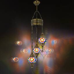 Turquoise Blue Globe Mosaic Chandelier, Turkish Hanging Lamp, Pendant Light, Lamp Shade, Ceiling - thumbnail 2