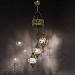 Turquoise Blue Globe Mosaic Chandelier, Turkish Hanging Lamp, Pendant Light, Lamp Shade, Ceiling - thumbnail 3