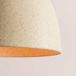 Speckled Cream Matt Element Pendant Light in Ceramic & Oak - thumbnail 3