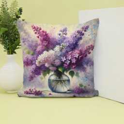Lilac Bouquet Canvas Cushion Cover Floral Home Decor, 3 Sizes - thumbnail 2