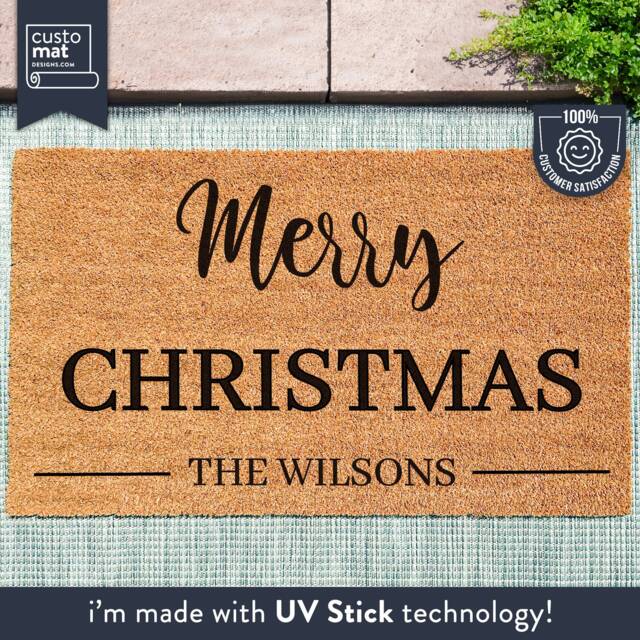 Merry Christmas Family Mat - Personalized Doormat New Home Gift Housewarming Gift- Decor Welcome - image 1