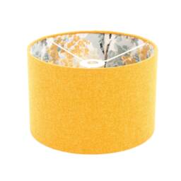 Shetland Silver Birch Shadow Mustard Yellow Brushed Linen Style Drum Lampshade , Pendant Table , Ceiling