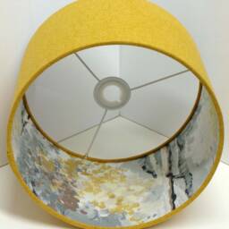 Shetland Silver Birch Shadow Mustard Yellow Brushed Linen Style Drum Lampshade , Pendant Table , Ceiling - thumbnail 3