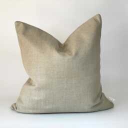 Handmade Beige Blue Stripe Cushion Cover, Reclaimed Fabric - thumbnail 4