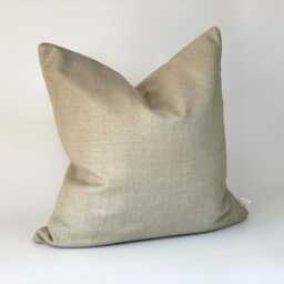 Handmade Beige Blue Stripe Cushion Cover, Reclaimed Fabric - thumbnail 3