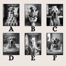Labrador Bathroom Print Set, Funny Dog Wall Art, Animal Toilet Decor, Quirky Guest Poster, Lover Gift - thumbnail 3