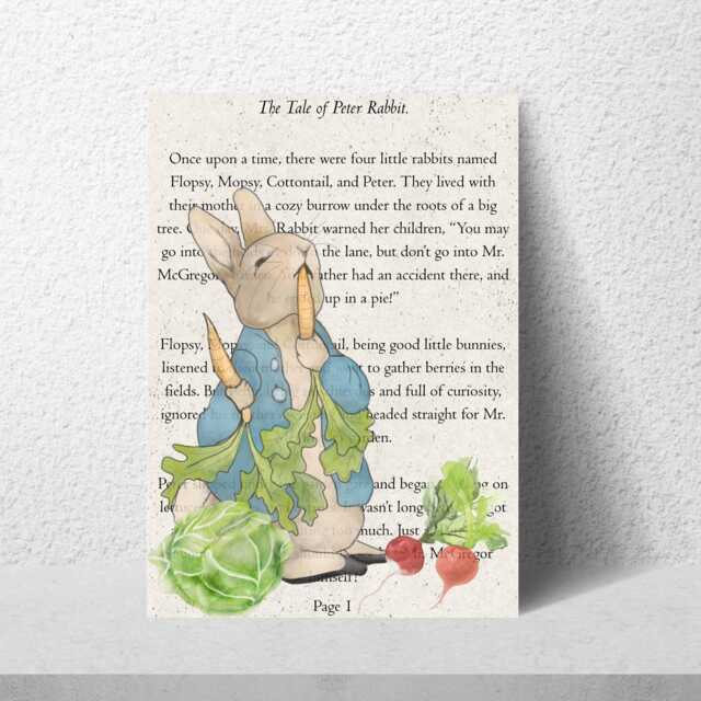 Peter Rabbit Inspired A4 Print, Book Art, Nursery Wall Decor, Literature Poster - image 1