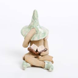 Fairy Garden Shy Fairy, Ceramic Figurine Reading Her Book Of Fairytales, Plant Pot Ornament For Home Or Garden - thumbnail 1