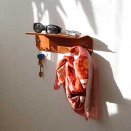 Matte Orange Metal Key Holder For Wall, Versatile Hook, Modern Floating Shelf Entryway, Wall Mounted Hanger, Entryway - thumbnail 3