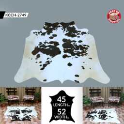 Chic Medium Cowhide Rug - Black & White Hair-On Leather For Sophisticated Spaces - thumbnail 2