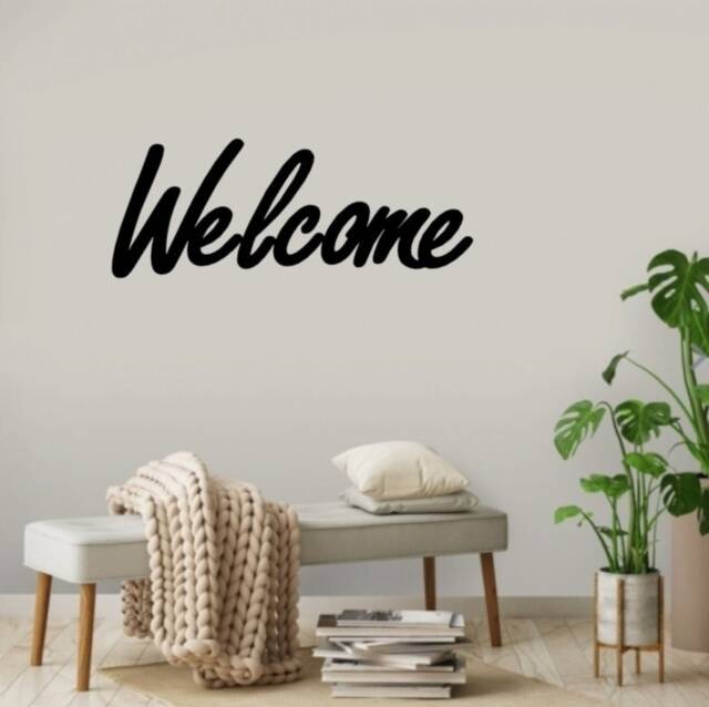 Welcome Metal Wall Art, Decor, Large Hanging Sign, House Entryway Front Door Decor - image 1