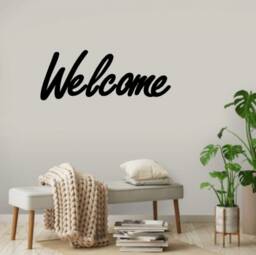 Welcome Metal Wall Art, Decor, Large Hanging Sign, House Entryway Front Door Decor - thumbnail 1