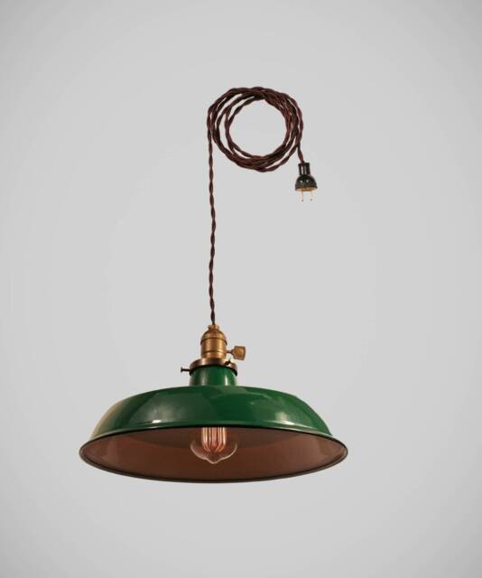 Vintage Pendant Light - Industrial Lighting Lamp with Benjamin Warehouse Shade Steampunk Factory Swag Hanging Chandelier - image 1