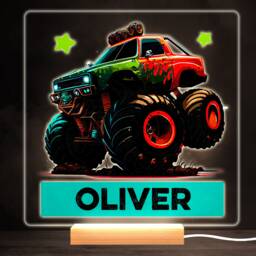 Monster Truck Cars Colourful Square Personalised Gift Led Lamp Night Light - Bedroom - thumbnail 1