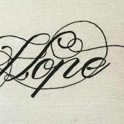 Hope , Black Embroidery On Natural Ecru Cotton Linen Cushion Cover Light Beige Message Pillow Decorative - thumbnail 3