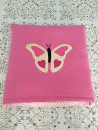 Butterfly Pillow Blanket, Girl, Quilted, Butterflies, Travel, Chevron, Pink, Cream, Flannel, Camping, Girl