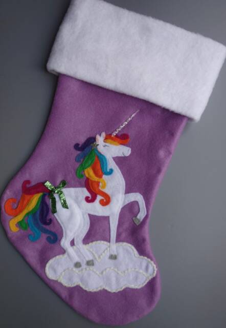 "Rainbow Unicorn Fantasy Christmas Stocking Personalized""Pretty Prancing Unicorn" - image 1