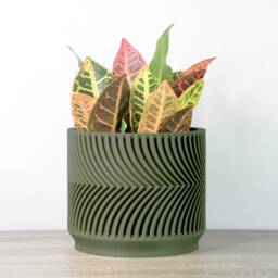 "Parisian Planter With Drainage & Saucer in Army Green, Modern & Unique 3D-Printed Plant Pot, Sizes 4"" 5"" 6"" 7"" 8" - thumbnail 2