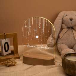 Personalized Night Light With Name Custom Moon & Star Nightlight Nursery Lamp, Baby Bedroom Light, Birthday Gifts For Baby Gift - thumbnail 3