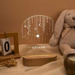 Personalized Night Light With Name Custom Moon & Star Nightlight Nursery Lamp, Baby Bedroom Light, Birthday Gifts For Baby Gift