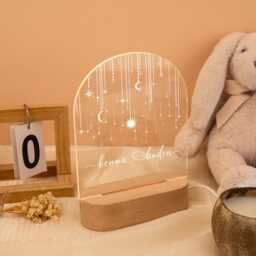 Personalized Night Light With Name Custom Moon & Star Nightlight Nursery Lamp, Baby Bedroom Light, Birthday Gifts For Baby Gift - thumbnail 4