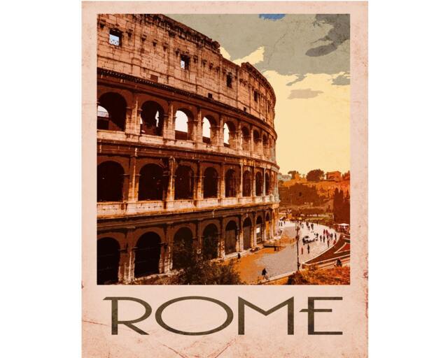 Rome Travel Vintage Advertising Enamel Metal Tin Sign Wall Plaque