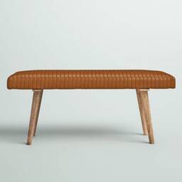 Bench With Full Grain Leather Upholstered Cushion - thumbnail 2