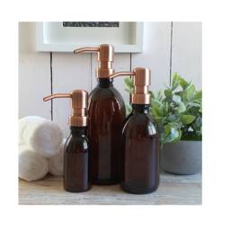 Refillable Brown Plastic Bottles Soap Dispenser - Lightweight Vintage Copper Style Pump On Trend Bathroom Accessory Sold Empty