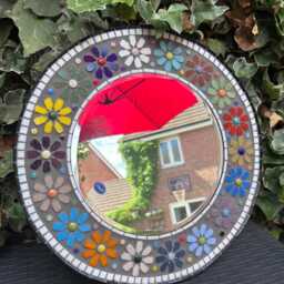 Handmade Mosaic Mirror Vibrant Multicolour Decorative Art Piece - thumbnail 2