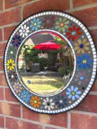 Handmade Mosaic Mirror Vibrant Multicolour Decorative Art Piece - thumbnail 1