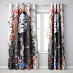 Woman Portrait With Graffiti Writing Urban Pop Art Expressive Artistic Home Decor Readymade Eyelet Ring Top Thermal 100% Blackout Curtains