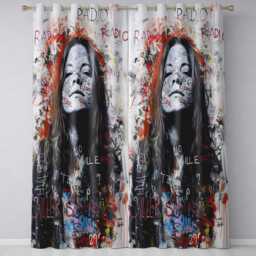Woman Portrait With Graffiti Writing Urban Pop Art Expressive Artistic Home Decor Readymade Eyelet Ring Top Thermal 100% Blackout Curtains - thumbnail 3