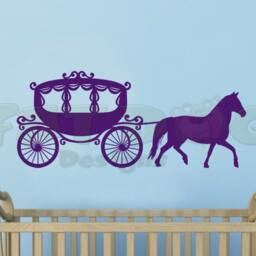 Princess Carriage Removable Vinyl Wall Decal, Room Decor, Girl Nursery Playroom Fairytale - thumbnail 2