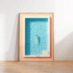 Swimming Pool Print Set - 3 Posters - Gift For Swimmer Swim Art Summer Wall Artwork Minimalist Blue Prints Gifts - thumbnail 3
