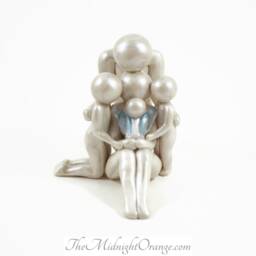 Custom Baby Angel Clay Figurine Family Of Five Memorial Sculpture - thumbnail 2