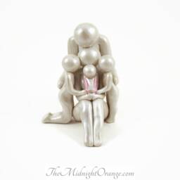 Custom Baby Angel Clay Figurine Family Of Five Memorial Sculpture - thumbnail 1
