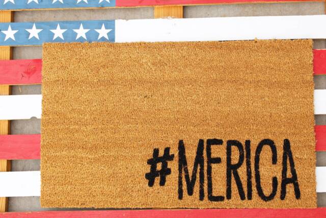 Merica Doormat - Patriotic Welcome Mat 4Th Of July Decor Funny Outdoor American Flag Rug Handmade Porch Usa Gift - image 1