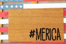 Merica Doormat - Patriotic Welcome Mat 4Th Of July Decor Funny Outdoor American Flag Rug Handmade Porch Usa Gift