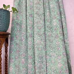 Kantha Stitch Pure Cotton Reversible Bed/Sofa Throw King Size Handmade Floral Indian Dohar Elegant Spring Pastel Peppermint Botanical Bloom - thumbnail 4
