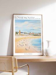 Lossiemouth Scotland Travel Poster Beach Scene Art Print - thumbnail 1