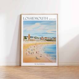 Lossiemouth Scotland Travel Poster Beach Scene Art Print - thumbnail 3