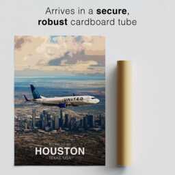 United Airlines Boeing 737 Poster - Houston Texas Aviation Art Print Civil Airliner Wall Pilot Office Decor - thumbnail 3