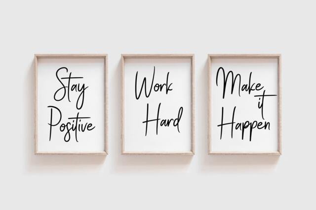 Set Of 3 Wall Art, Motivational Posters, Set Prints, Printable Quotes, Teacher Gift, Work Hard Print, New Job Promotion Gift - image 1