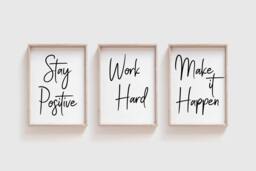 Set Of 3 Wall Art, Motivational Posters, Set Prints, Printable Quotes, Teacher Gift, Work Hard Print, New Job Promotion Gift - thumbnail 1