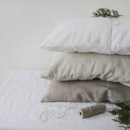 Stone Washed Set Of 2 Standard & Sizes 24' 26' 28' 30' Striped Linen Pillow Covers Flax Linens Housewares Bedroom Cases - thumbnail 4