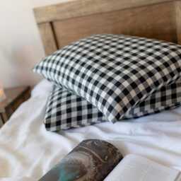 Stone Washed Linen Pillow Covers Set Of 2 Striped Envelope Pillowcases, Standard To King Sizes - thumbnail 4